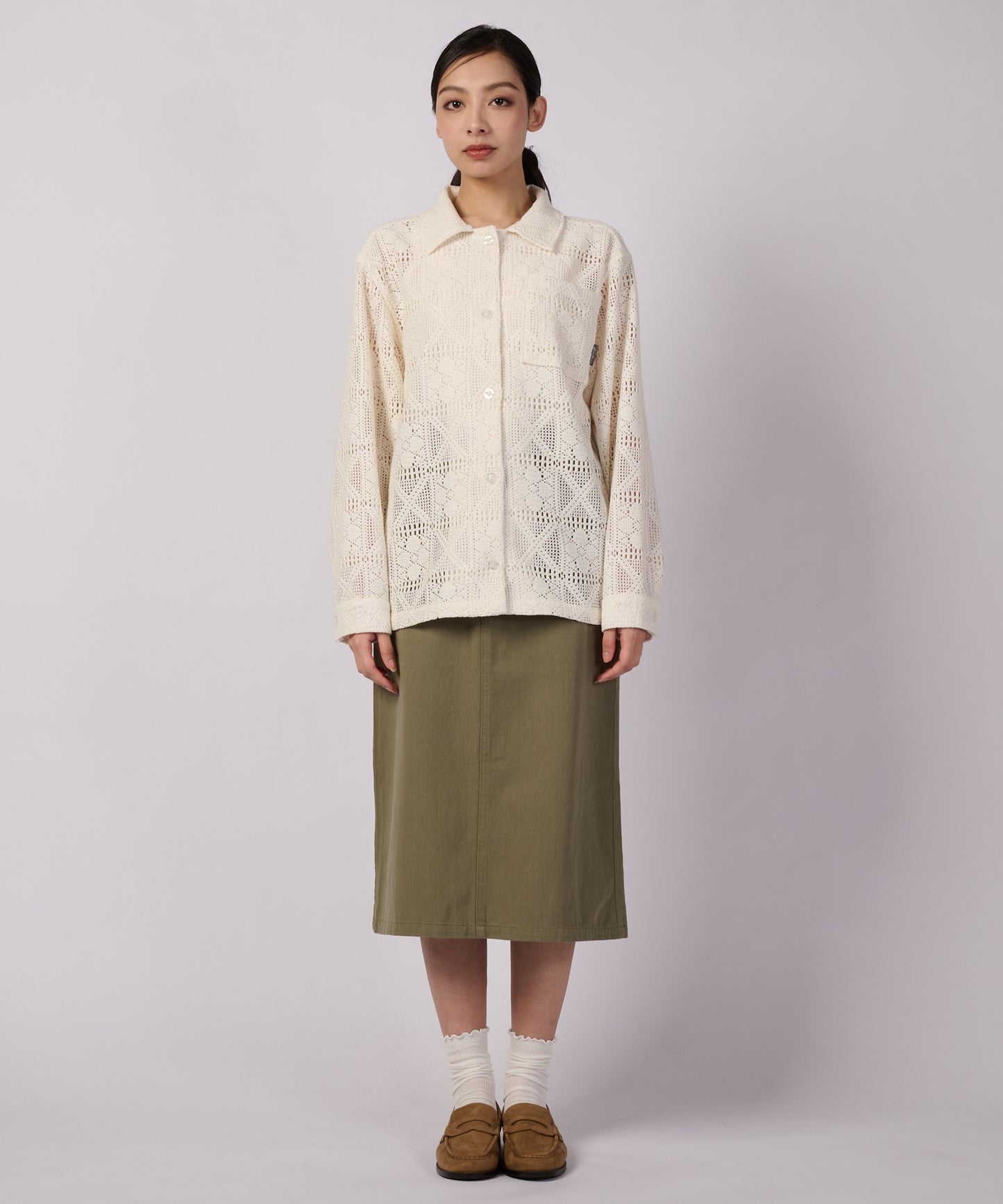 フローイ レース 長袖シャツ/FLOWY LACE LS SHIRT