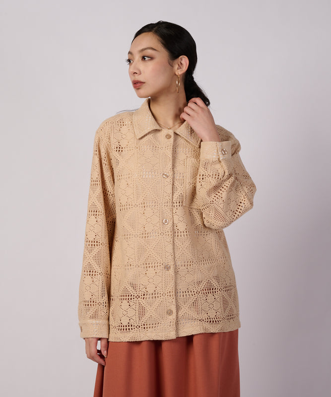 フローイ レース 長袖シャツ/FLOWY LACE LS SHIRT