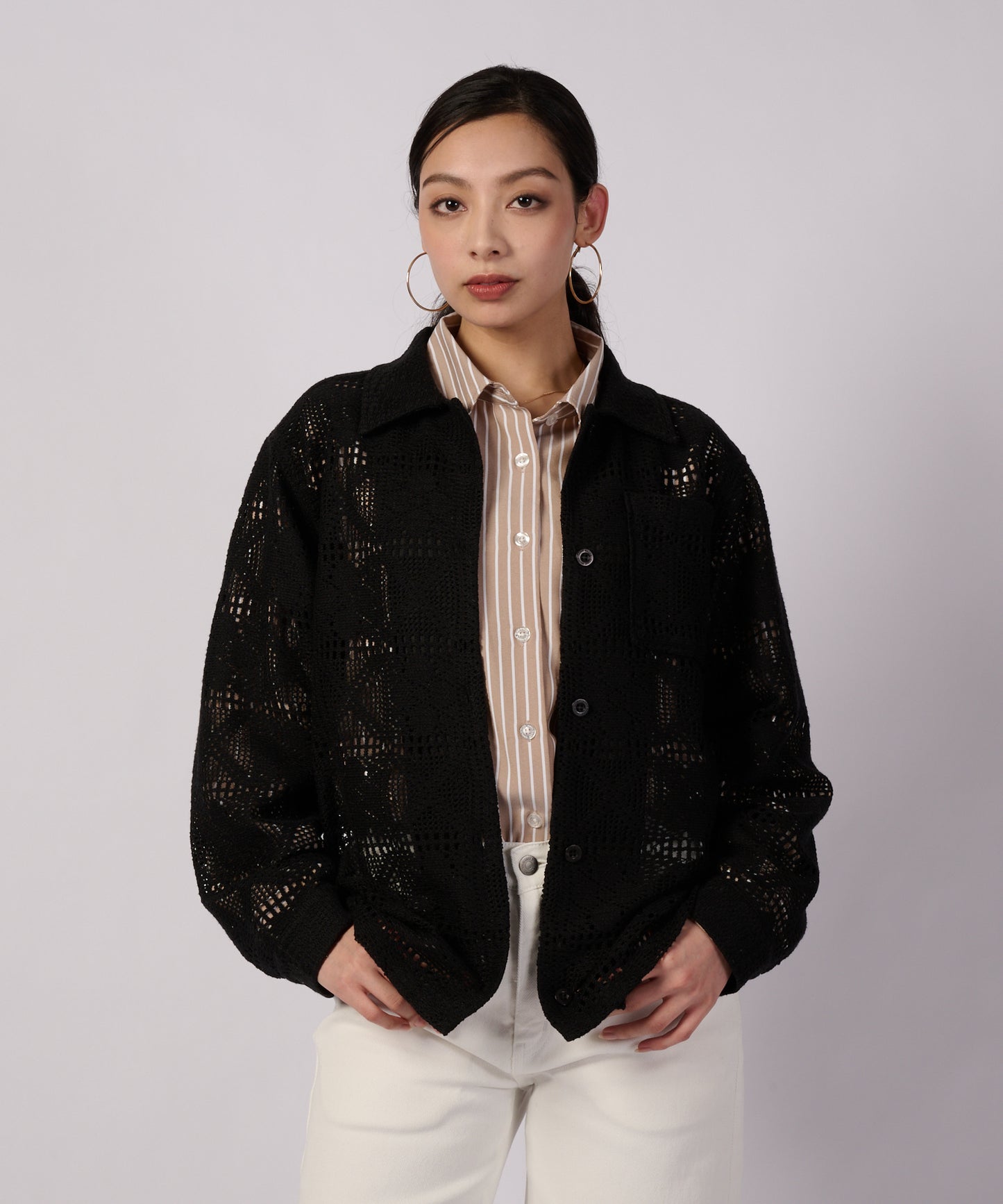 フローイ レース 長袖シャツ/FLOWY LACE LS SHIRT