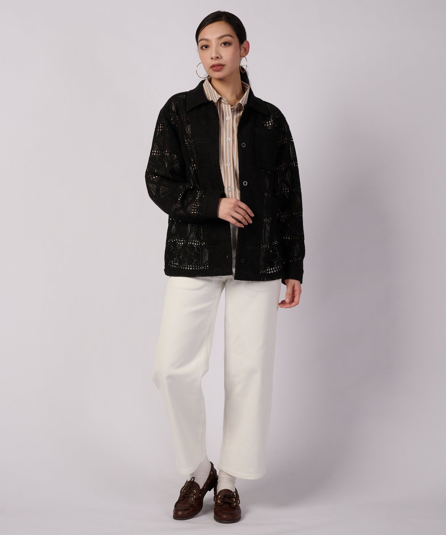 フローイ レース 長袖シャツ/FLOWY LACE LS SHIRT