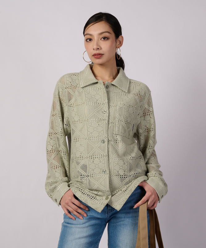 フローイ レース 長袖シャツ/FLOWY LACE LS SHIRT