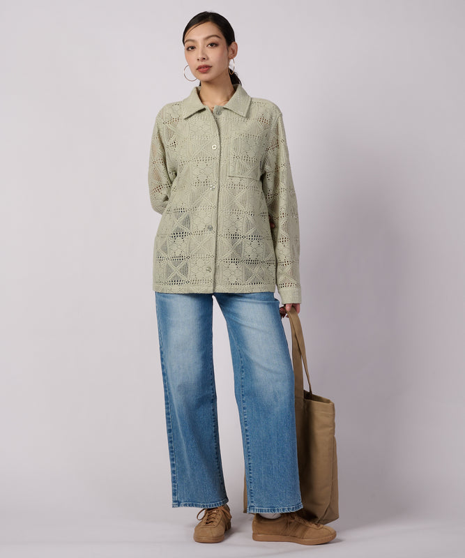 フローイ レース 長袖シャツ/FLOWY LACE LS SHIRT