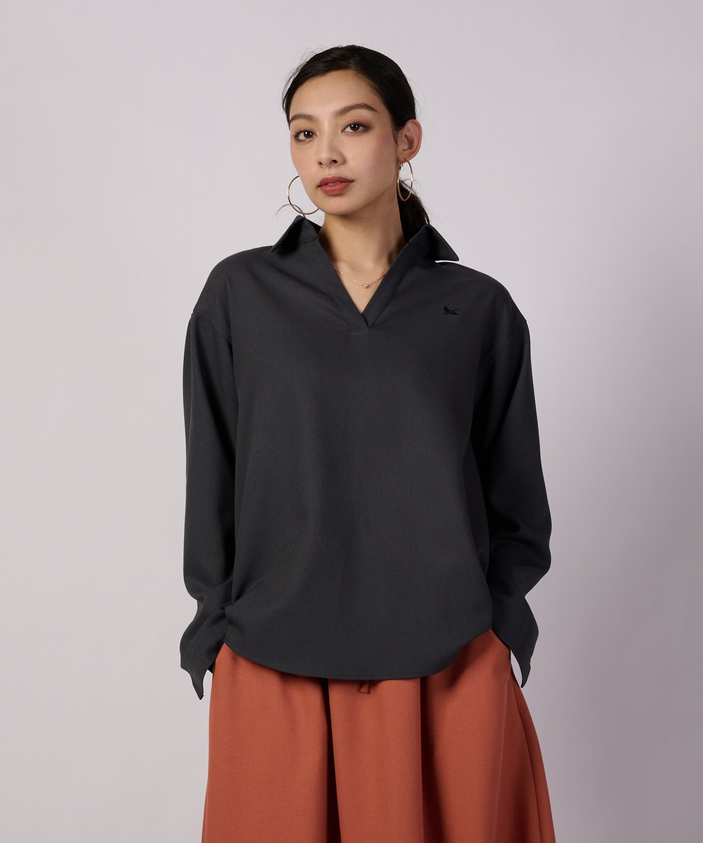 テクスチャード オープンカラーシャツ/TEXTURED OPEN COLLAR SHIRT