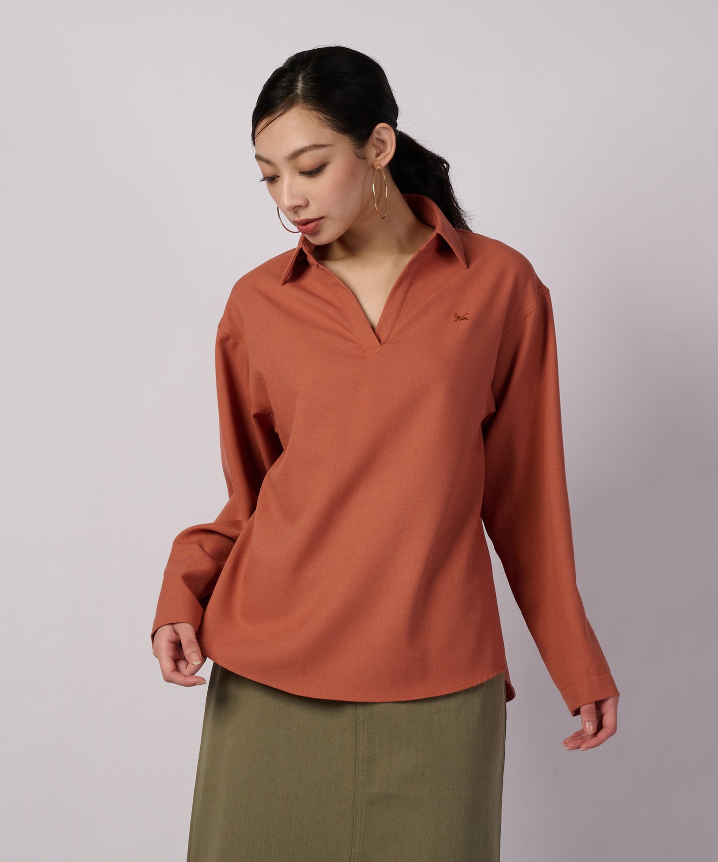 テクスチャード オープンカラーシャツ/TEXTURED OPEN COLLAR SHIRT