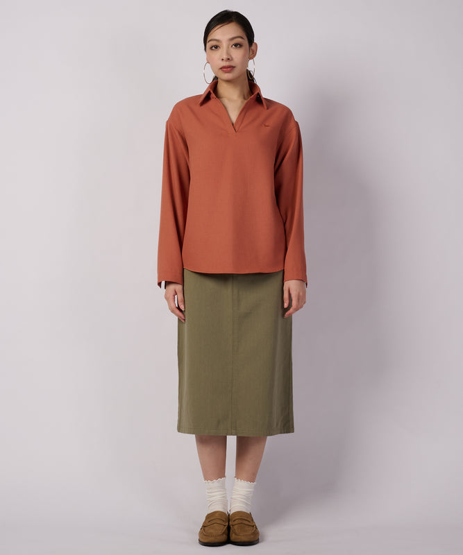 テクスチャード オープンカラーシャツ/TEXTURED OPEN COLLAR SHIRT