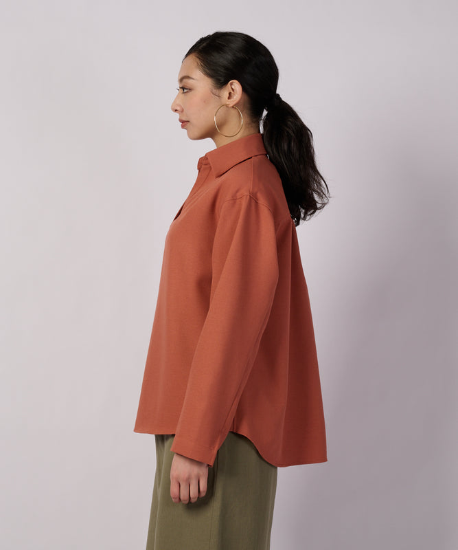 テクスチャード オープンカラーシャツ/TEXTURED OPEN COLLAR SHIRT