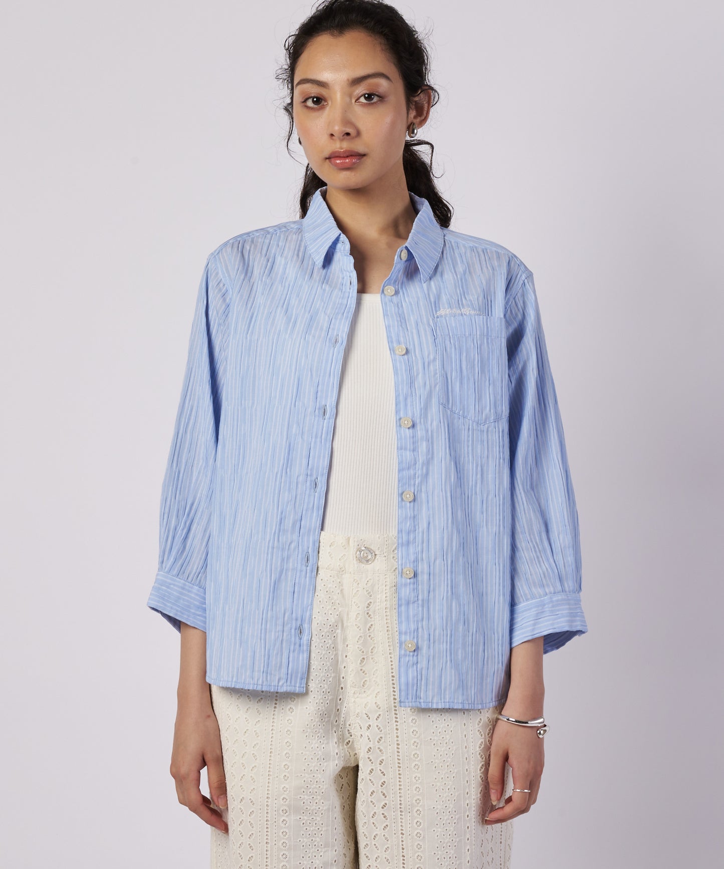 【予約】コットンタック ストライプ リラックスシャツ/COTTON TUCK STRIPE RELAX SHIRT