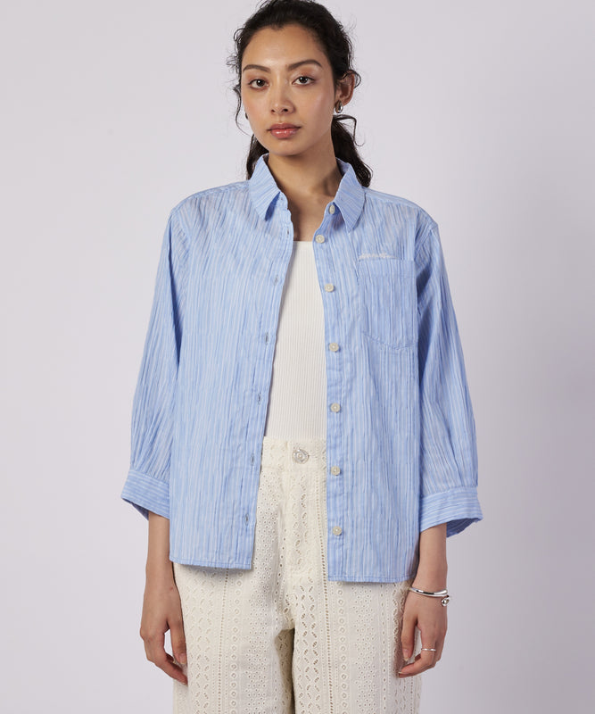 【予約】コットンタック ストライプ リラックスシャツ/COTTON TUCK STRIPE RELAX SHIRT
