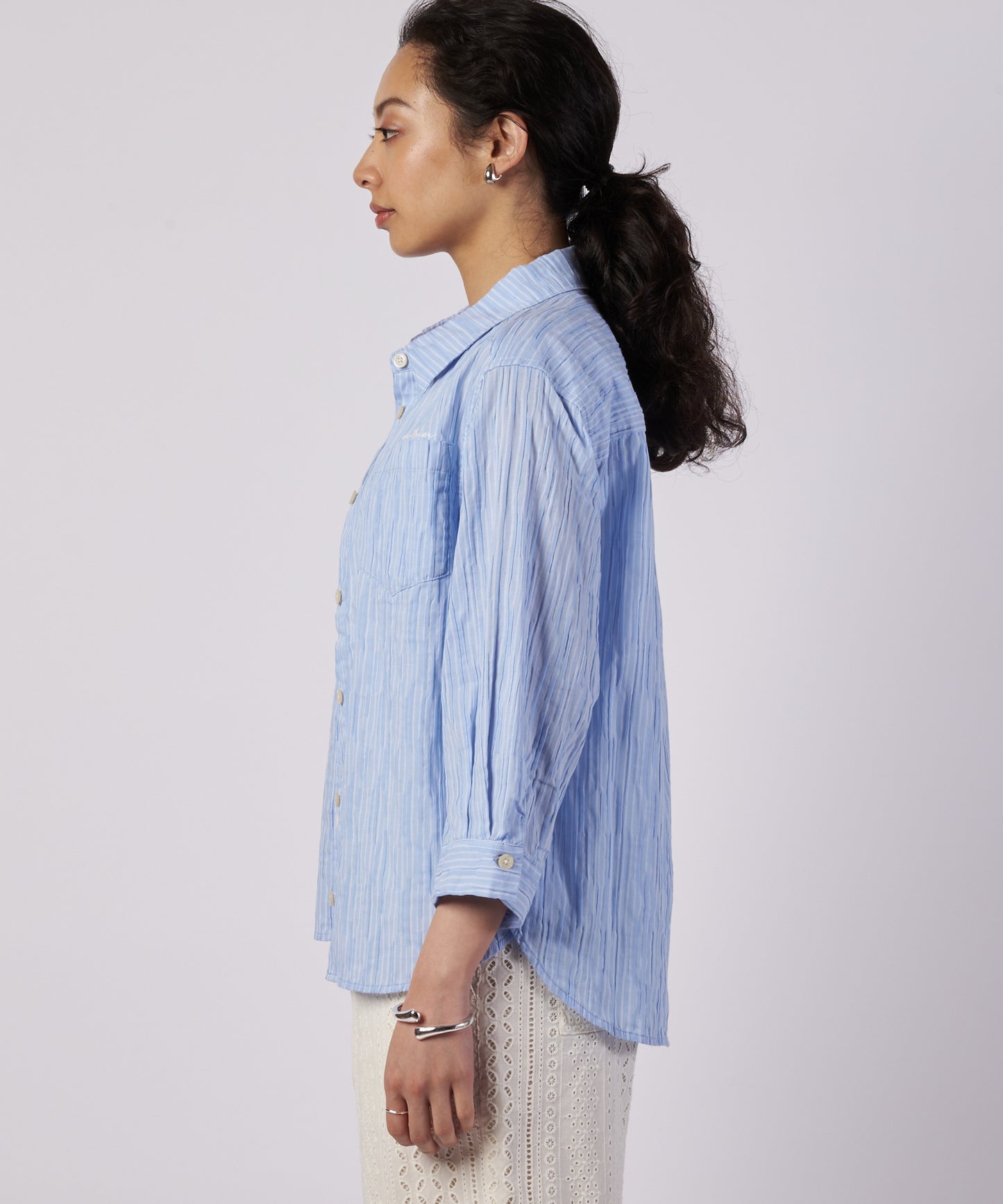 【予約】コットンタック ストライプ リラックスシャツ/COTTON TUCK STRIPE RELAX SHIRT