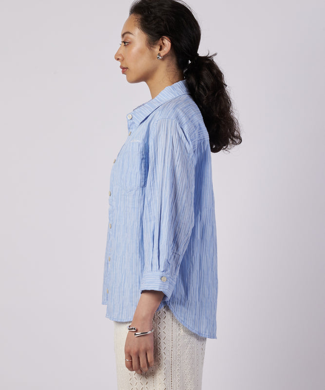 【予約】コットンタック ストライプ リラックスシャツ/COTTON TUCK STRIPE RELAX SHIRT