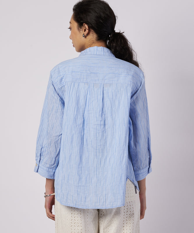 【予約】コットンタック ストライプ リラックスシャツ/COTTON TUCK STRIPE RELAX SHIRT