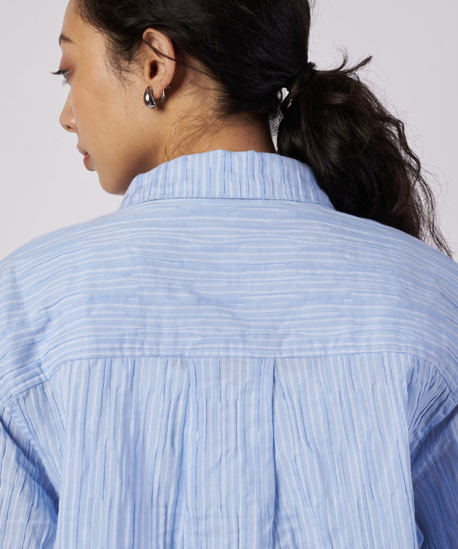【予約】コットンタック ストライプ リラックスシャツ/COTTON TUCK STRIPE RELAX SHIRT
