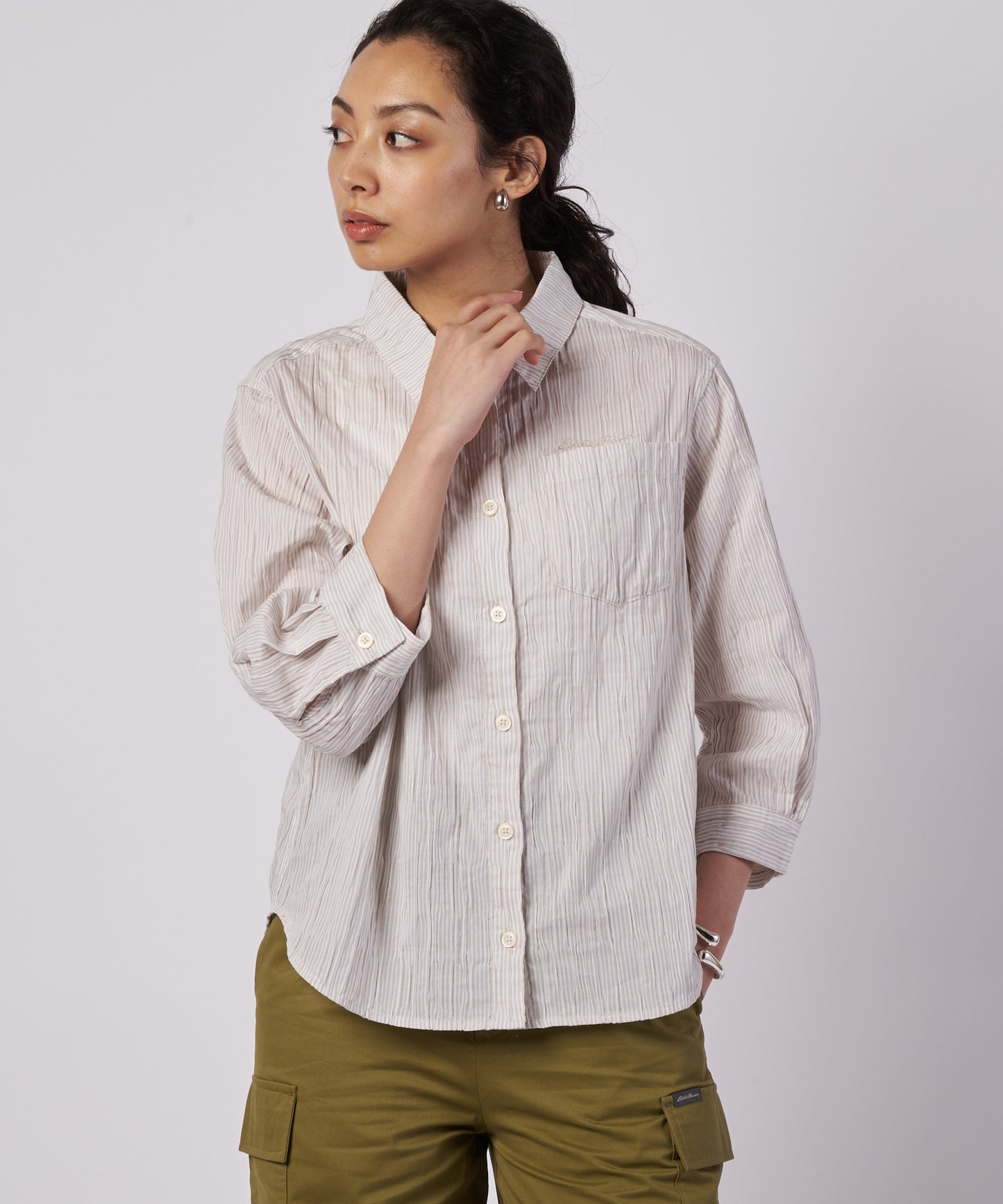 【予約】コットンタック ストライプ リラックスシャツ/COTTON TUCK STRIPE RELAX SHIRT