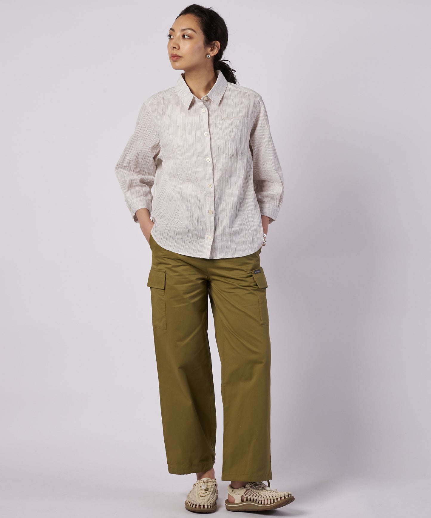 【予約】コットンタック ストライプ リラックスシャツ/COTTON TUCK STRIPE RELAX SHIRT