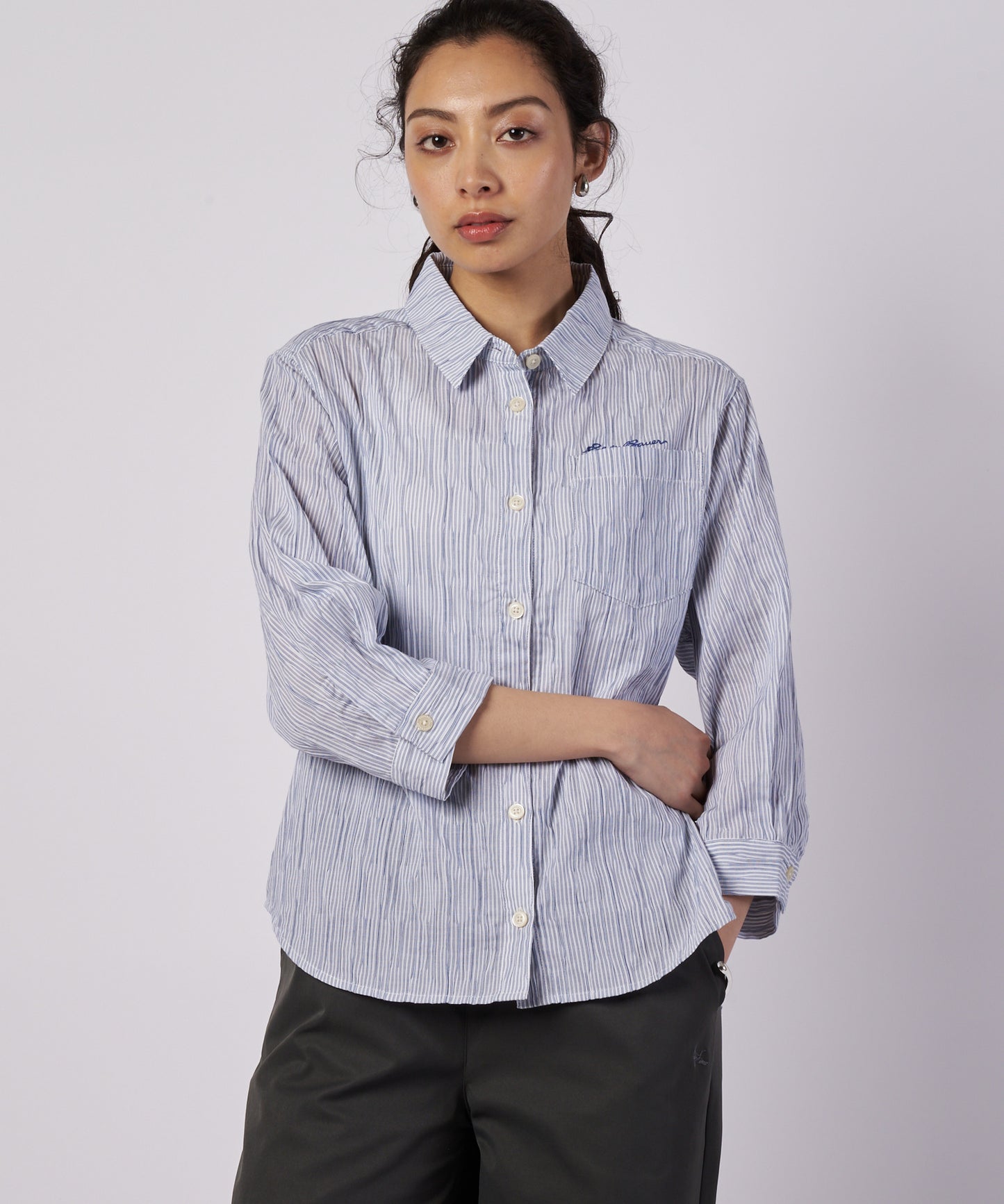 【予約】コットンタック ストライプ リラックスシャツ/COTTON TUCK STRIPE RELAX SHIRT
