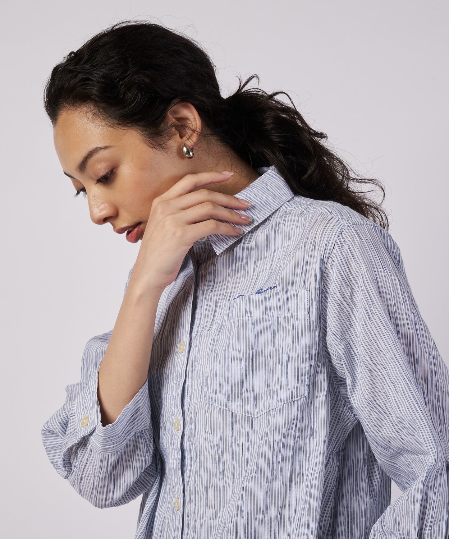 【予約】コットンタック ストライプ リラックスシャツ/COTTON TUCK STRIPE RELAX SHIRT