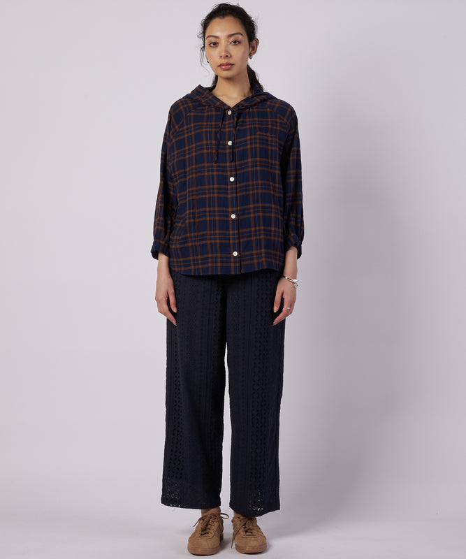 【予約】フーデッドチェック ブラウス/HOODED CHECK BLOUSE