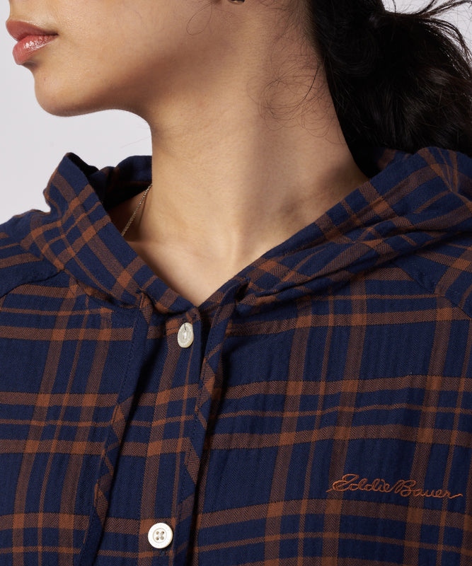【予約】フーデッドチェック ブラウス/HOODED CHECK BLOUSE