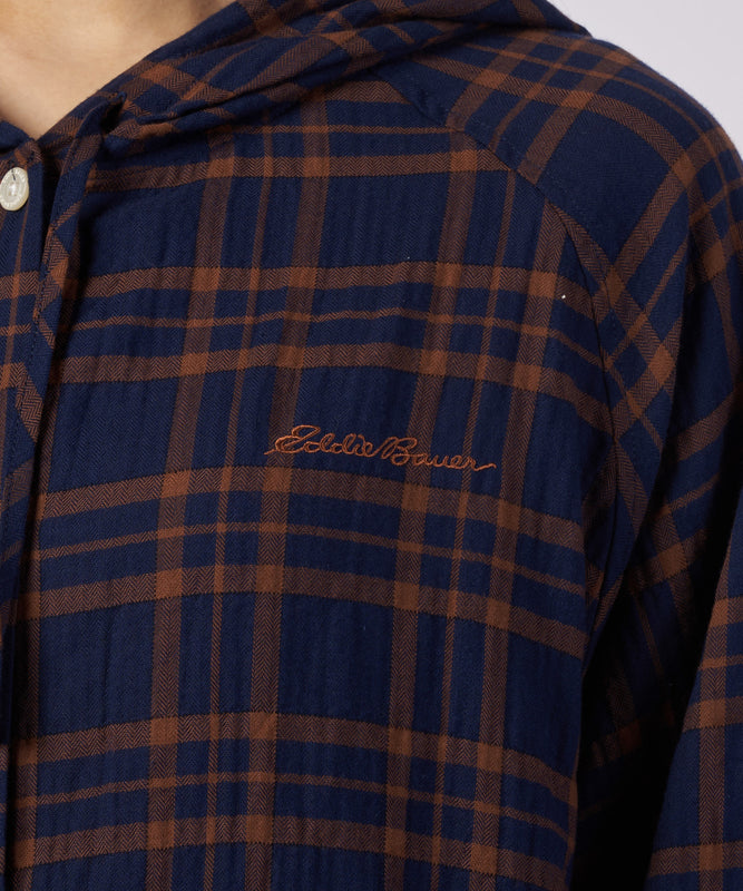 【予約】フーデッドチェック ブラウス/HOODED CHECK BLOUSE