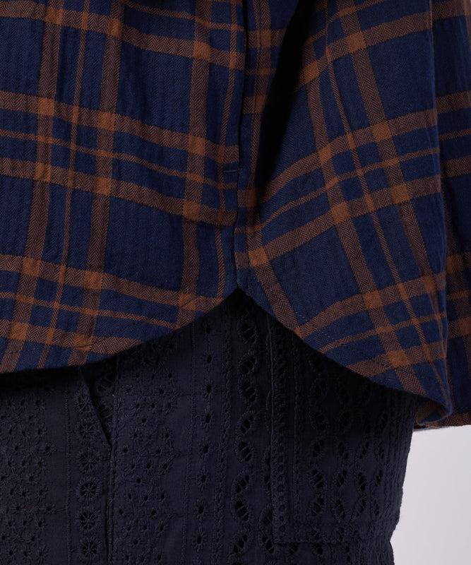 【予約】フーデッドチェック ブラウス/HOODED CHECK BLOUSE