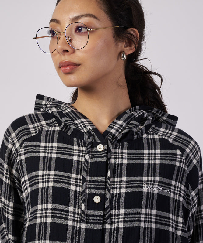 【予約】フーデッドチェック ブラウス/HOODED CHECK BLOUSE