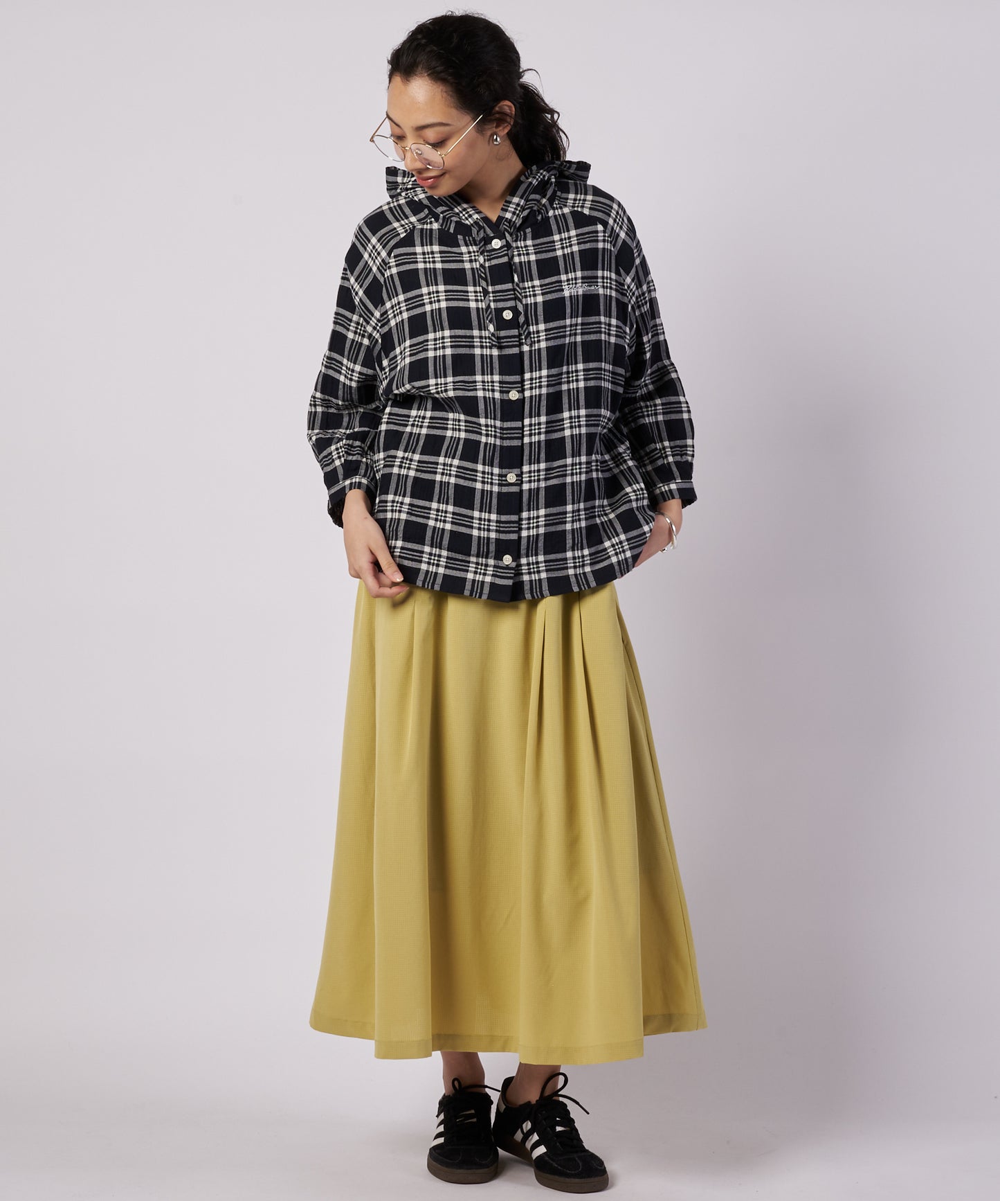 【予約】フーデッドチェック ブラウス/HOODED CHECK BLOUSE
