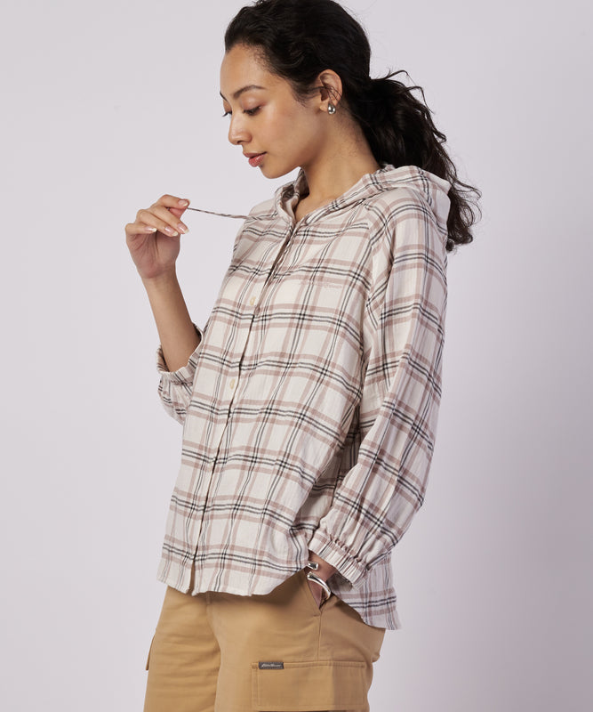 【予約】フーデッドチェック ブラウス/HOODED CHECK BLOUSE