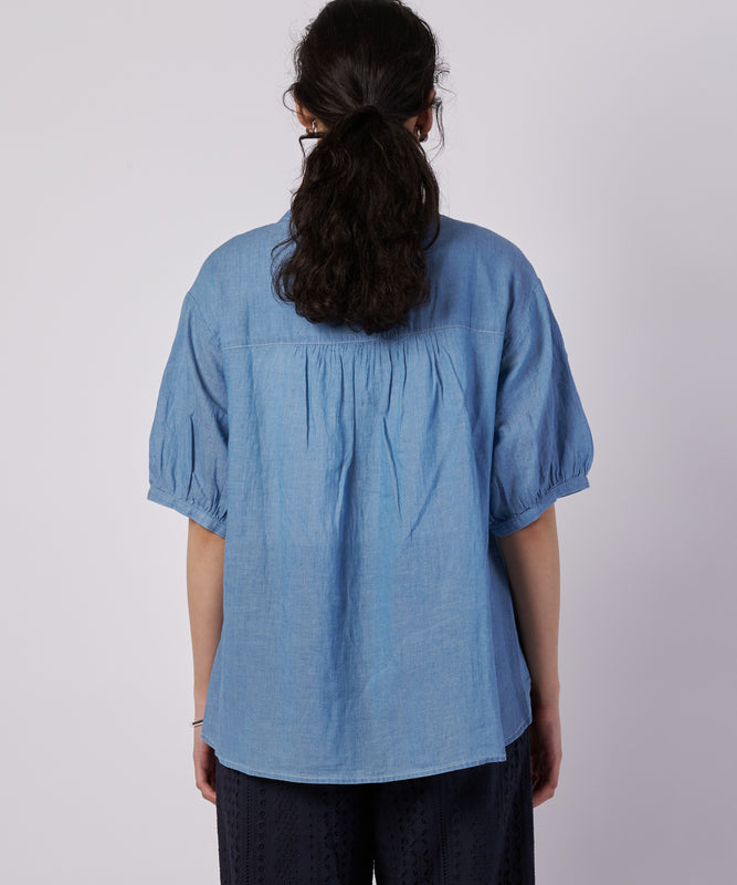 シアー インディゴ ブラウス/SHEER INDIGO BLOUSE