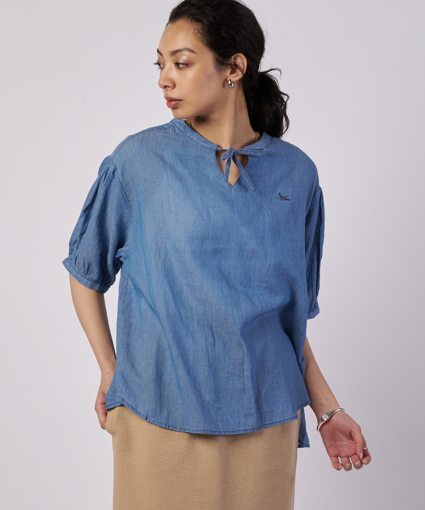 シアー インディゴ ブラウス/SHEER INDIGO BLOUSE