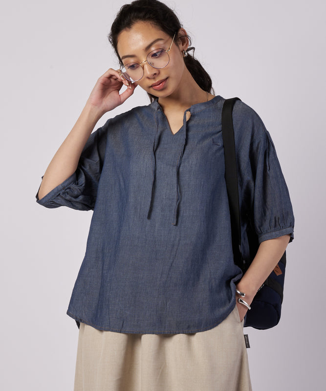 シアー インディゴ ブラウス/SHEER INDIGO BLOUSE