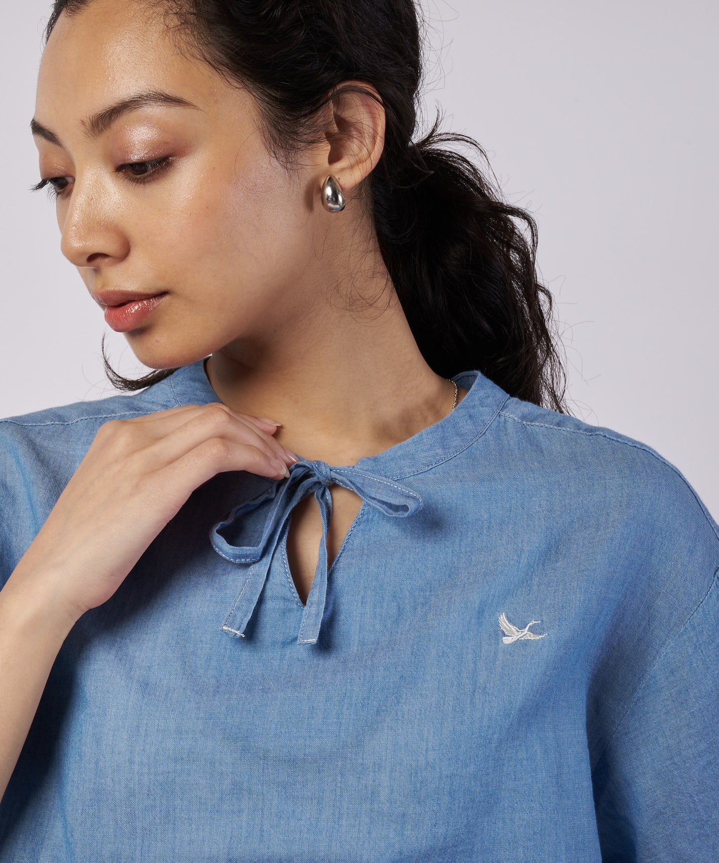 シアー インディゴ ブラウス/SHEER INDIGO BLOUSE
