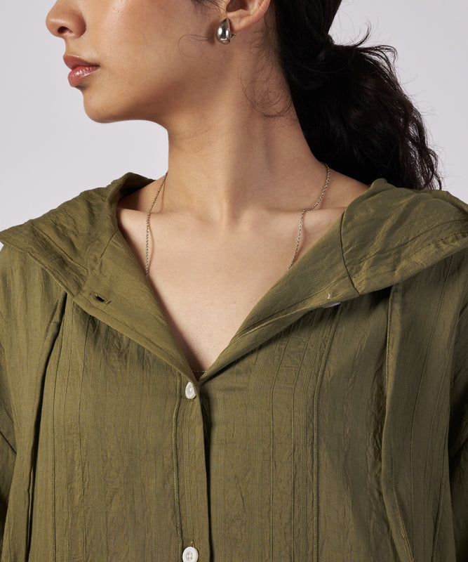 リラックスド フーデッド シャツワンピース/RELAXED HOODED SHIRTDRESS