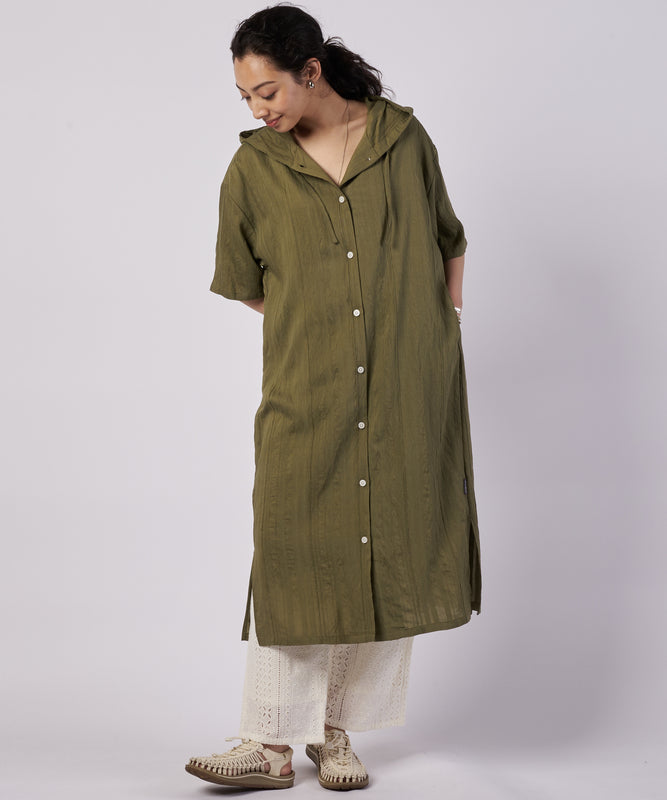 リラックスド フーデッド シャツワンピース/RELAXED HOODED SHIRTDRESS
