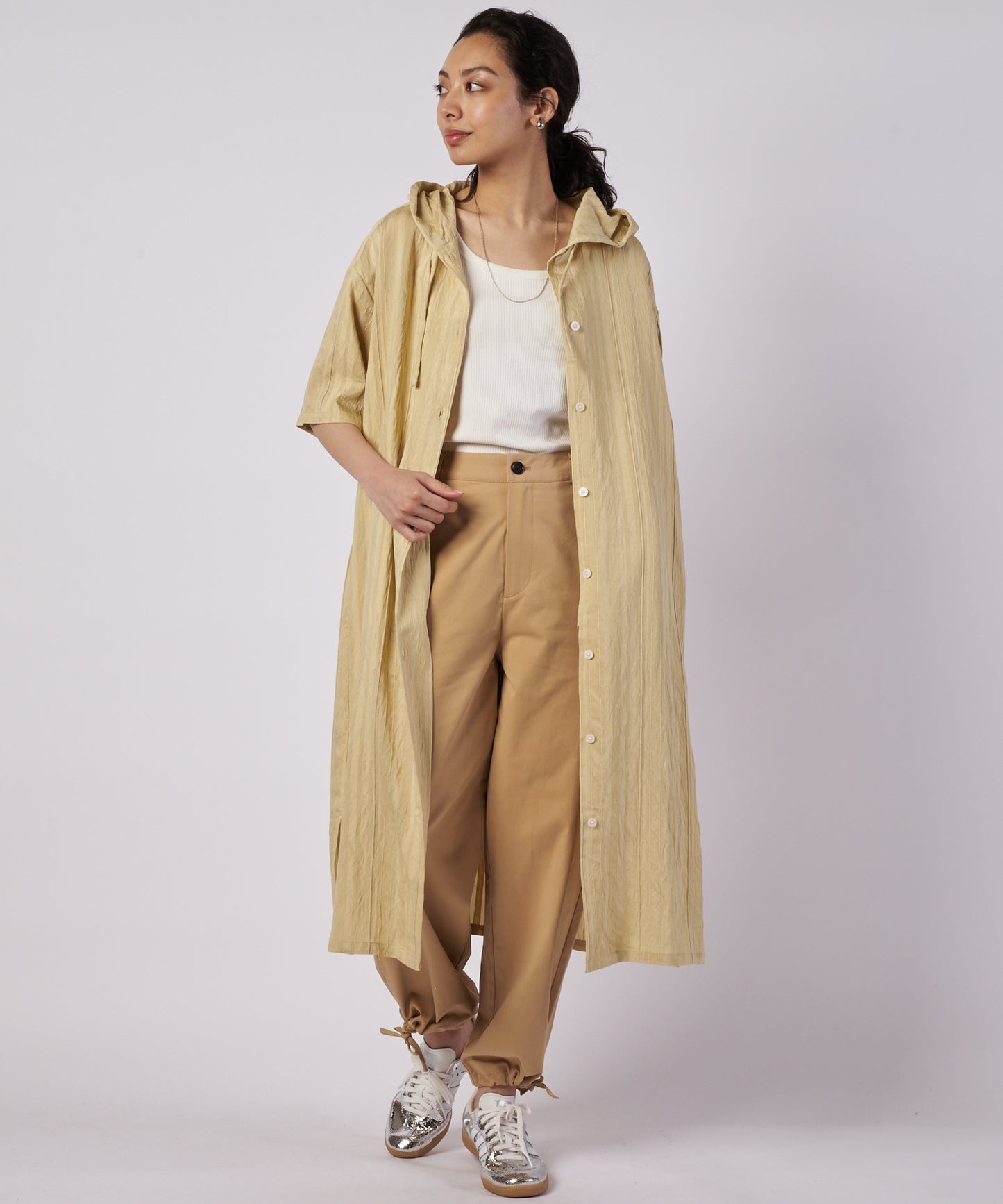 リラックスド フーデッド シャツワンピース/RELAXED HOODED SHIRTDRESS