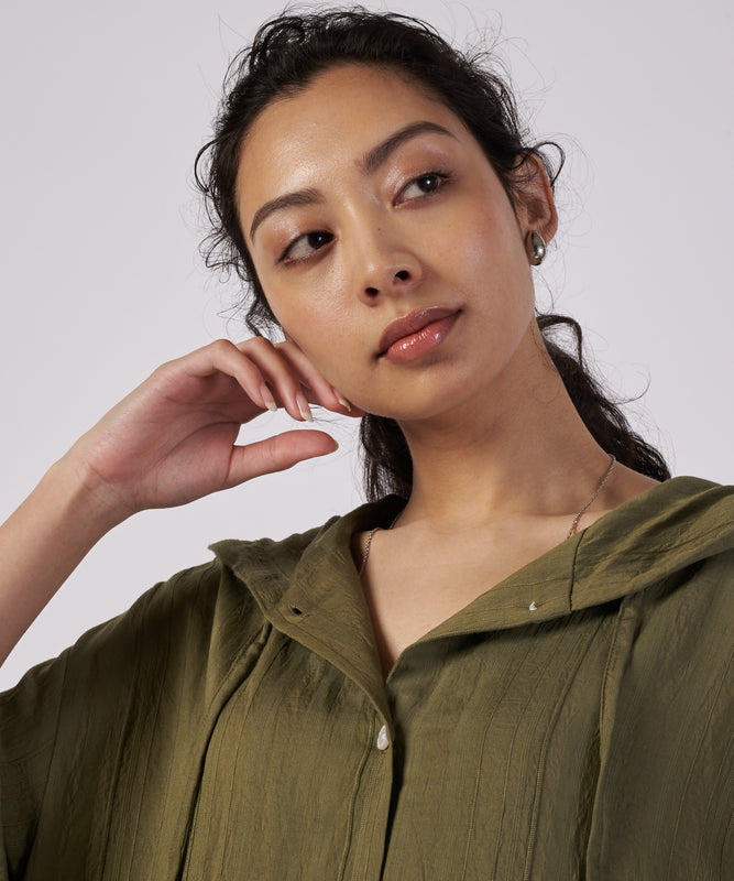 リラックスド フーデッド シャツワンピース/RELAXED HOODED SHIRTDRESS