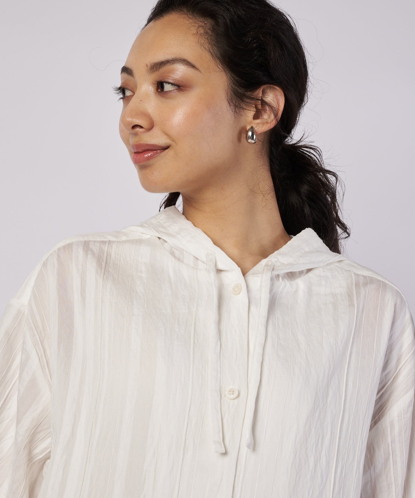 リラックスド フーデッド シャツワンピース/RELAXED HOODED SHIRTDRESS