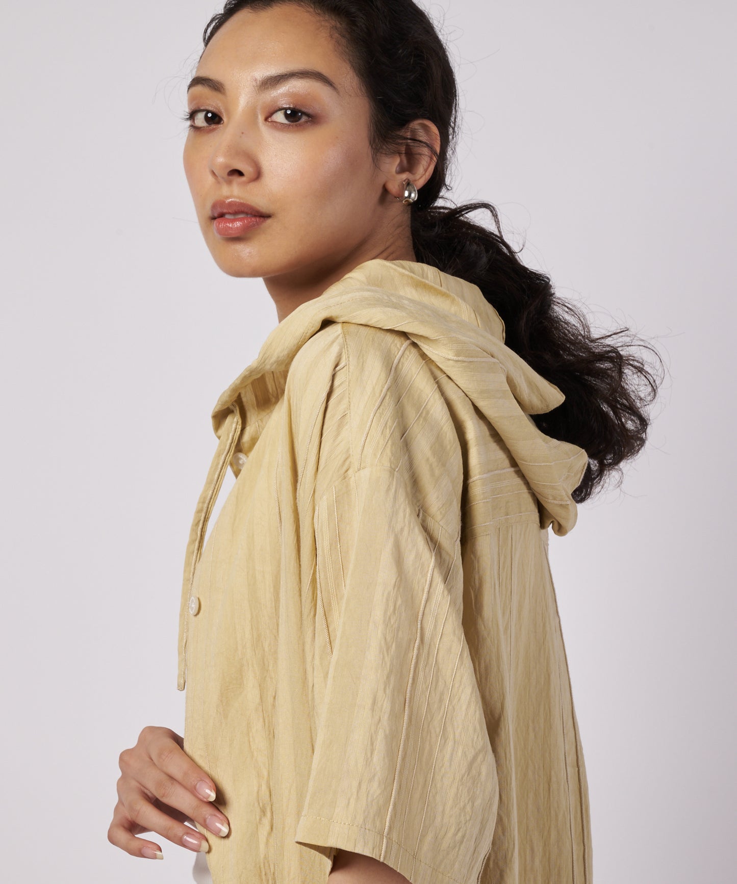 リラックスド フーデッド シャツワンピース/RELAXED HOODED SHIRTDRESS