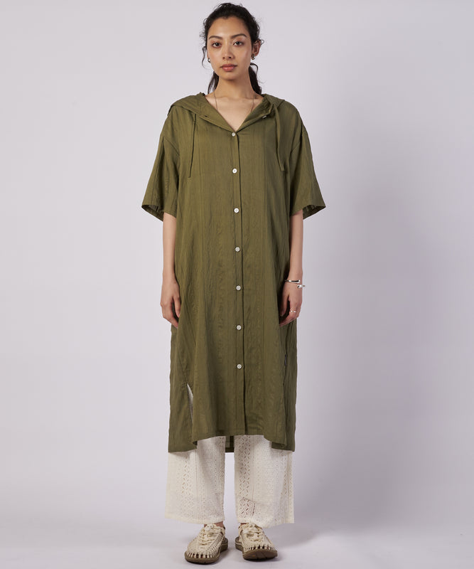 リラックスド フーデッド シャツワンピース/RELAXED HOODED SHIRTDRESS
