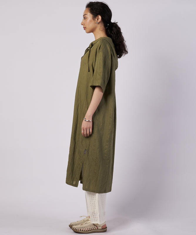 リラックスド フーデッド シャツワンピース/RELAXED HOODED SHIRTDRESS