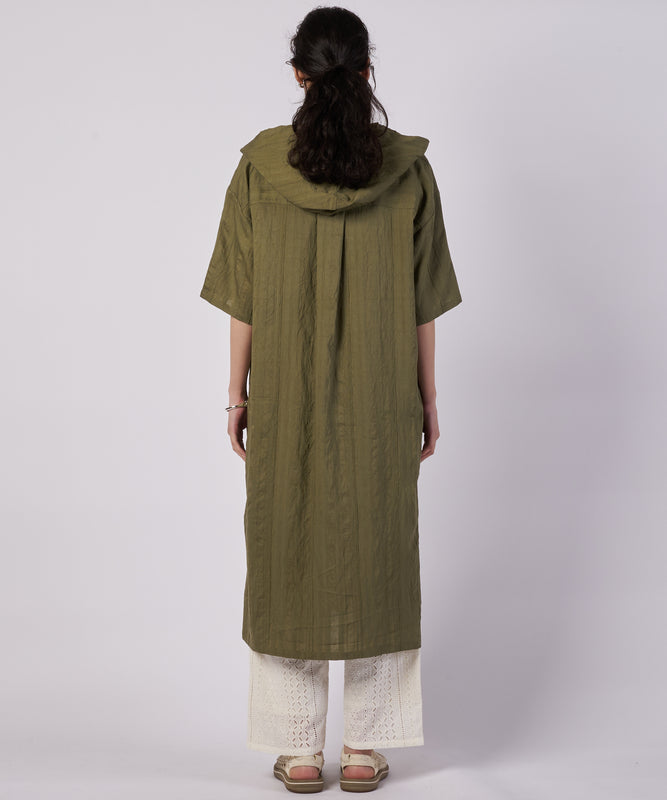 リラックスド フーデッド シャツワンピース/RELAXED HOODED SHIRTDRESS