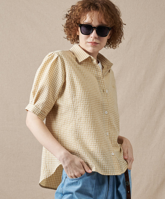ポリコットン イージー チェックシャツ/POLY COTTON EASY CHECK SHIRT