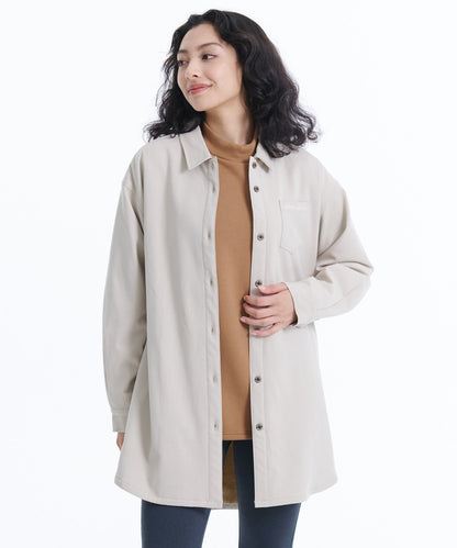 フェイクムートンチュニックシャツ/FAUX SHEARLING LINED TUNIC SHIRT