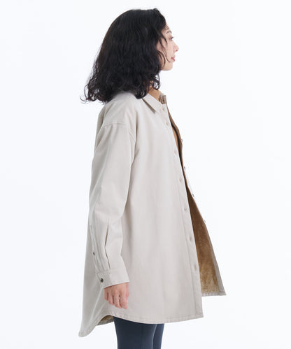 フェイクムートンチュニックシャツ/FAUX SHEARLING LINED TUNIC SHIRT