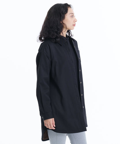 フェイクムートンチュニックシャツ/FAUX SHEARLING LINED TUNIC SHIRT