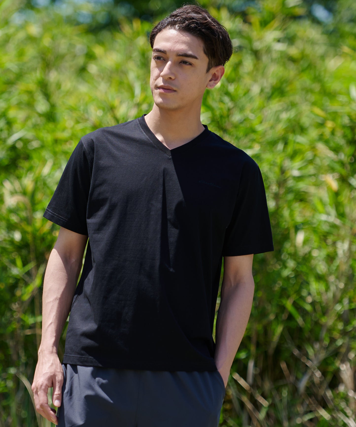 半袖コットン VネックＴシャツ/SS LW COTTON V NECK