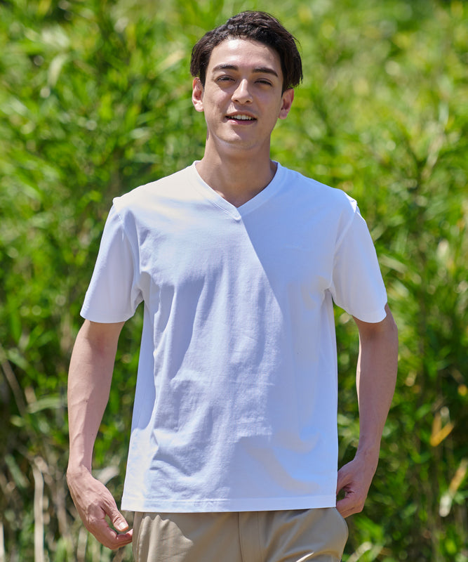 半袖コットン VネックＴシャツ/SS LW COTTON V NECK