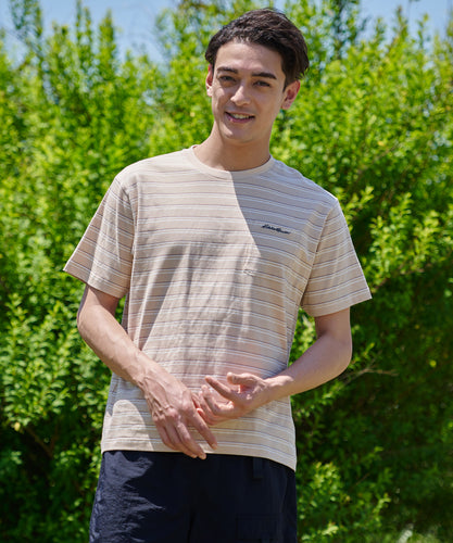 【2BUY対象】マルチボーダー 半袖ポケット付Ｔシャツ/MULTI BORDER SS PK TEE