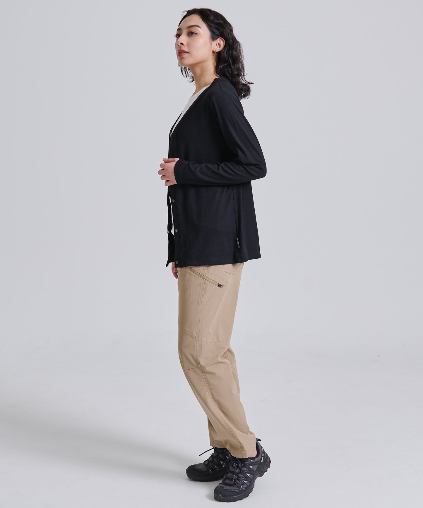 エッセンシャルズ リブ 長袖カーディガン/ESSENTIALS RIBBED LS CARDIGAN