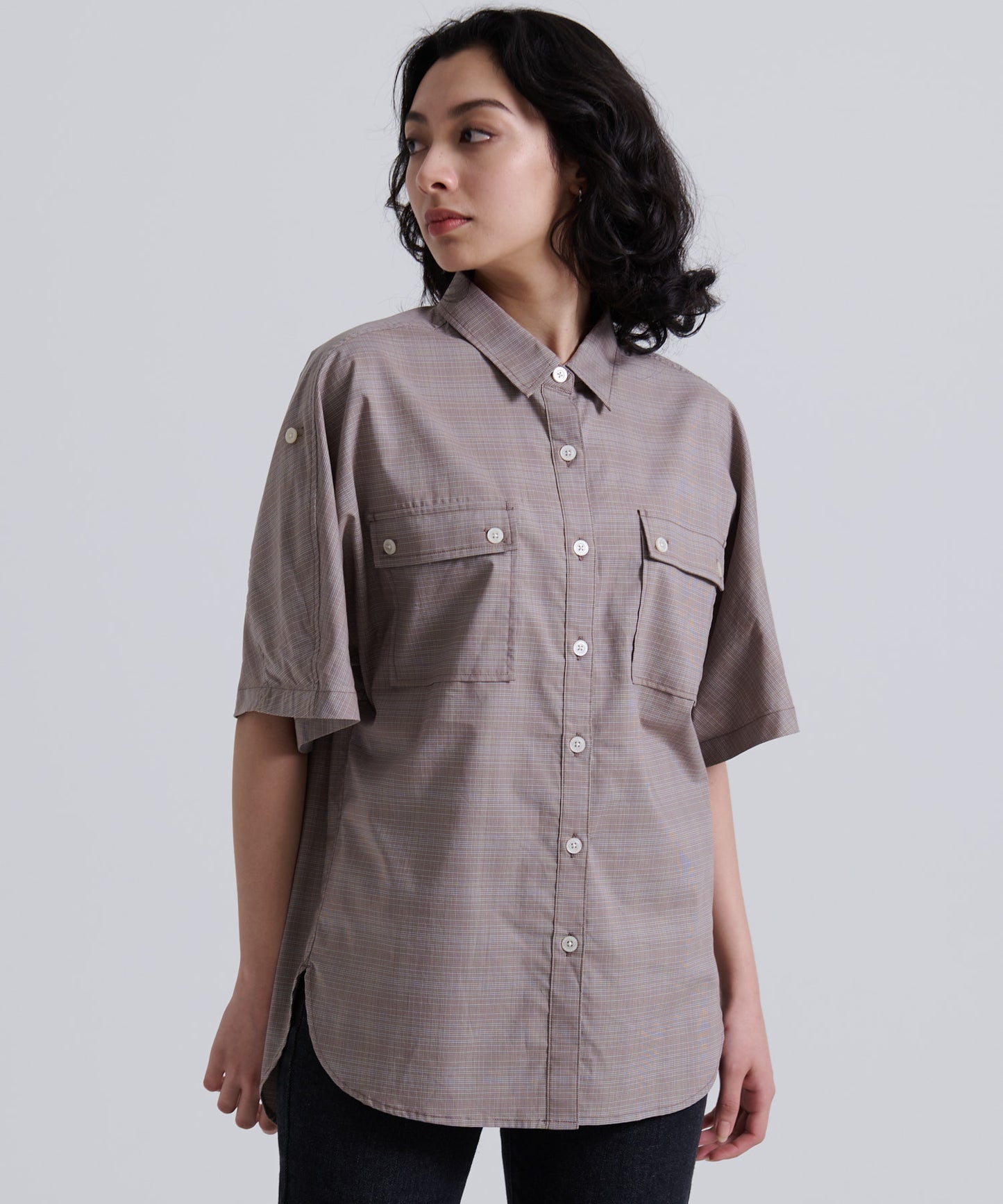 ポプリン半袖 ダブルポケットシャツ/PLAID POPLIN DOUBLE PK SHIRTS