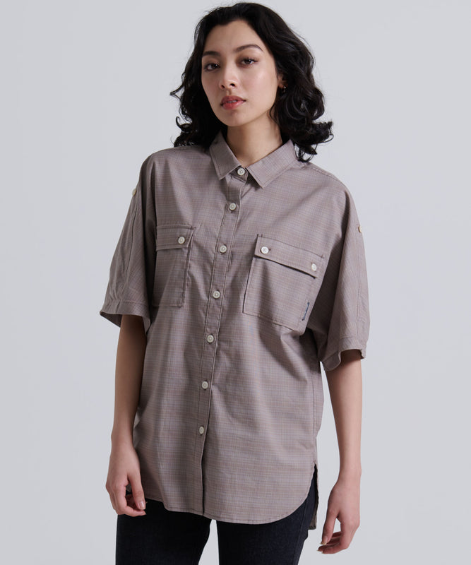 【TIME SALE】 ポプリン半袖 ダブルポケットシャツ/PLAID POPLIN DOUBLE PK SHIRTS